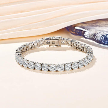 Amazing D Colour Pass Diamond Tester Round Cut 18K WGP 925 Silver Moissanite Diamonds Tennis Bracelets for Women - The Jewellery Supermarket